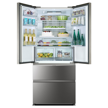 HAIER HB18FGSAAA Kühl-Gefrierkombination French Door (E, 318 kWh, 190 cm hoch, MetalBack)