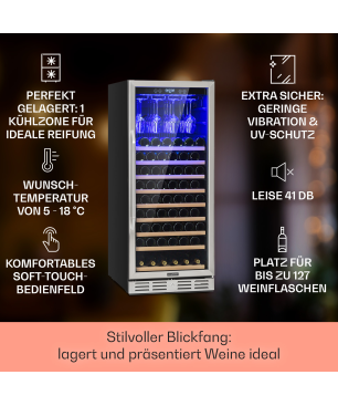 KLARSTEIN Vinovilla Grande 127 Weinkühlschrank (EEK F, Schwarz)