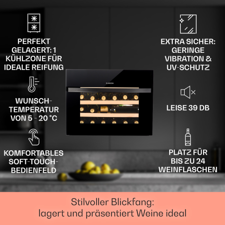 KLARSTEIN Vinsider 24 Built-In Uno Weinkühlschrank (EEK G)