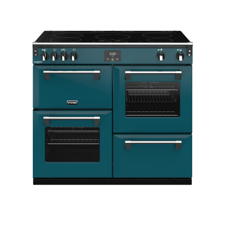 STOVES Richmond Deluxe S1000 EI Induktion Kingfisher Teal/Chrom Standherd (EEK A, Induktion, 179 Liter)