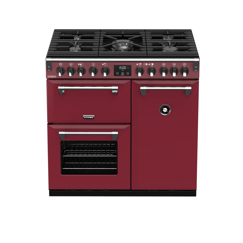 STOVES Deluxe S900 DF GAS CB Chili Red/Chrom Standherd (EEK A, Gas, 164 Liter)