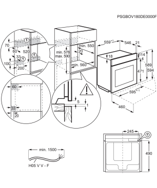 AEG KOMB55PIS3 Serie 6000 mit SteamBake Feuchtigkeitszugabe (mit Pyrolyse), Einbaubackofenset (Induktionskochfeld, A+, 71 Lite