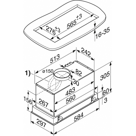 MIELE DA 2668, Dunstabzugshaube (580 mm breit, 293 mm tief)