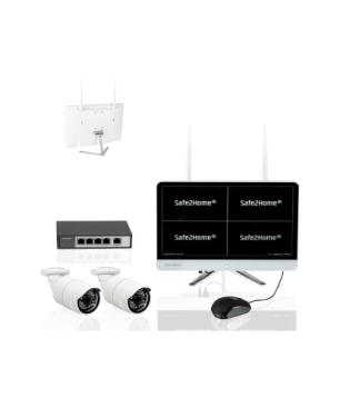 SAFE2HOME Monitor mit Rekorder POE Überwachungskamera Set 2 POE Cams, Funk Überwachungskamera / Videoüberwachung