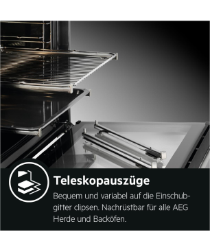 AEG HZ55M2S3R2 Serie 6000 mit SteamBake Feuchtigkeitszugabe (mit Pyrolyse), Einbauherdset (Elektrokochfeld, A+, 71 Liter)
