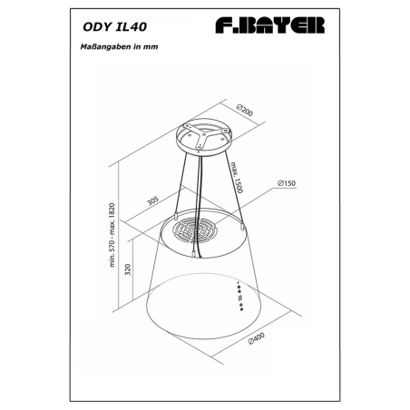 F.BAYER ODY IL40C ECO, Dunstabzugshaube (40 cm breit, 40 cm tief)