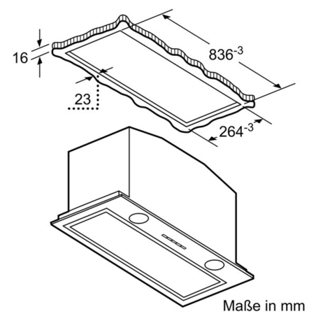 SIEMENS LB 88574 EDELSTAHL, Dunstabzugshaube (860 mm breit, 300 mm tief)