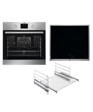 AEG KOMB306PI Serie 6000 mit SurroundCook Ringheißluftsystem (mit Pyrolyse), Einbaubackofenset (Induktionskochfeld, A+, 72 Lit