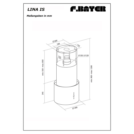 F.BAYER LINA IS40W, Dunstabzugshaube (40 cm breit, 40 cm tief)