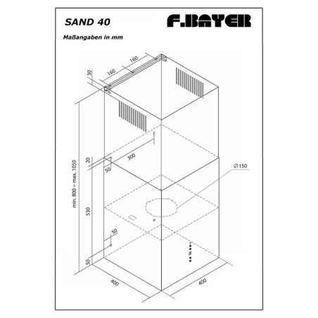 F.BAYER SAND 40E ECO, Dunstabzugshaube (40 cm breit, 40 cm tief)