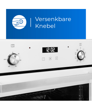 EXQUISIT EBE76-9-H-020 weiss Einbaubackofen (Einbaugerät, A, 76 Liter, 59,5 cm breit)