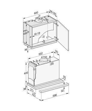 MIELE DAS 2620, Dunstabzugshaube (596 mm breit, 273 mm tief)