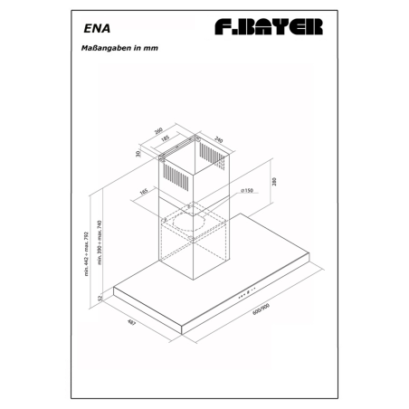 F.BAYER ENA 90EGS, Dunstabzugshaube (90 cm breit, 48 cm tief)