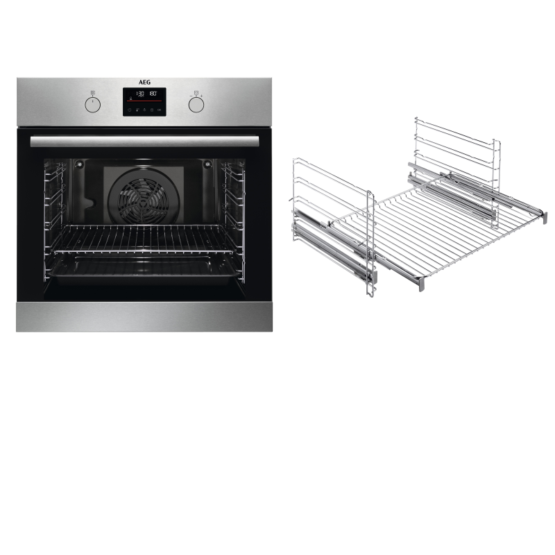 AEG BPC33502B2, Einbaubackofen (Einbaugerät, 72 Liter, 594 mm breit), Serie 6000 mit SurroundCook Ringheißluftsystem (mit Pyro AEG BPC33502B2, Einbaubackofen (Einbaugerät, 72 Liter, 594 mm breit), Serie 6000 mit SurroundCook Ringheißluftsystem (mit Pyro