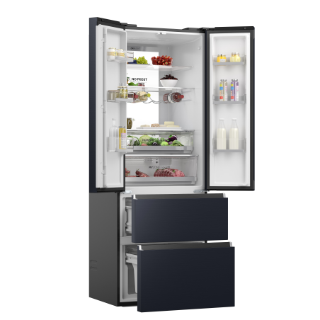 HAIER HFW7720ENMB Kühl-Gefrierkombination (E, 2006 mm hoch, Obsidian Black Inox )
