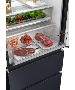HAIER HFW7720ENMB Kühl-Gefrierkombination (E, 2006 mm hoch, Obsidian Black Inox )