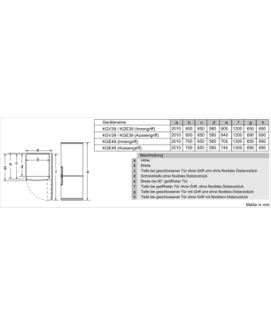 BOSCH KGE49AICA Kühlgefrierkombination (C, 163 kWh, 2010 mm hoch, inox-antifingerprint)