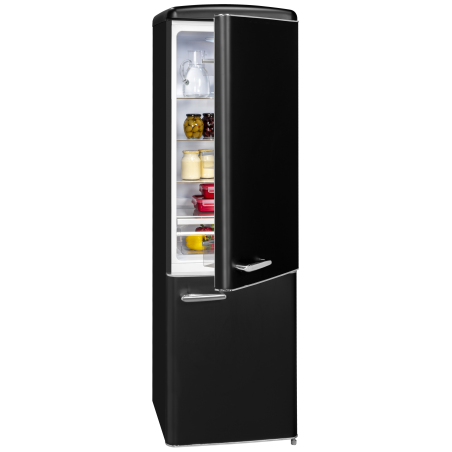 EXQUISIT RKGC250-70-H-160E mattschwarz Kühl- und Gefrierkombination (E, 1830 mm hoch, Mattschwarz)