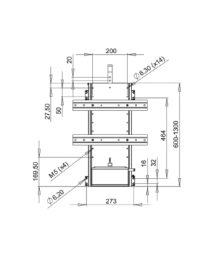 VENSET TS1000C Wandhalterung elektrisch Hub 1000mm TV Wandhalter