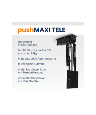 CLEVERUP pushMAXI-TELE schwarz TV Deckenhalter, Schwarz