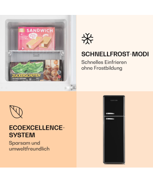 KLARSTEIN Audrey Reto Kühlschrank (E, 172 cm hoch, Schwarz)