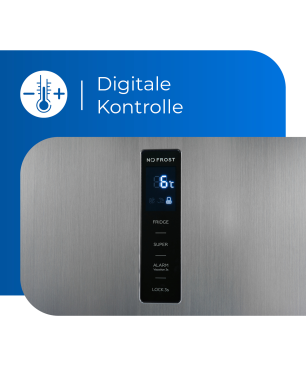 EXQUISIT KS360-V-HE-040E inoxlook Kühlschrank (118,00 kWh/Jahr, E, 1850 mm hoch, Edelstahloptik)