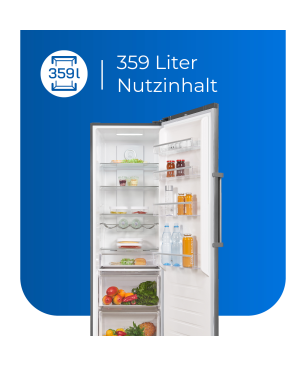EXQUISIT KS360-V-HE-040E inoxlook Kühlschrank (118,00 kWh/Jahr, E, 1850 mm hoch, Edelstahloptik)