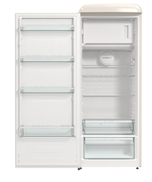 GORENJE ORB615DC-L Retro Collection Kühlschrank (126,2 kWh/Jahr, D, 1525 mm hoch, Helles Beige)