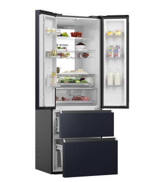 HAIER HFW7720ENMB Kühl-Gefrierkombination (E, 2006 mm hoch, Obsidian Black Inox )