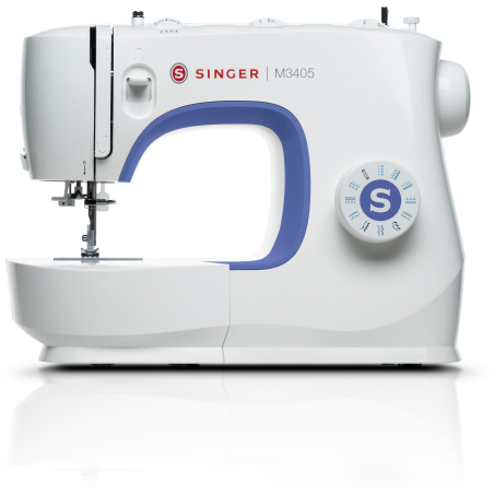 SINGER M3405 BEIGE/VIOLETT Freiarm-Nähmaschine (70 Watt, 1-stufiges Knopfloch)