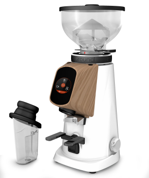 FIORENZATO AllGround Arctic White Walnuß Kaffeemühle Artic Weiß matt Walnuß (250 Watt, 64mm mit Titanbeschichtung)