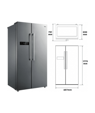 MIDEA MERS530FGF02G Side by Side Kühl-Gefrierkombination (F, 1775 mm hoch, Inox)