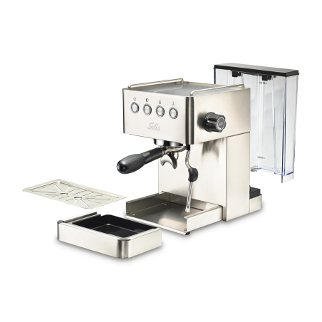 SOLIS OF SWITZERLAND Barista Gran Gusto 1014 Espressomaschine | Siebträgermaschine | Milchaufschäumer Silber