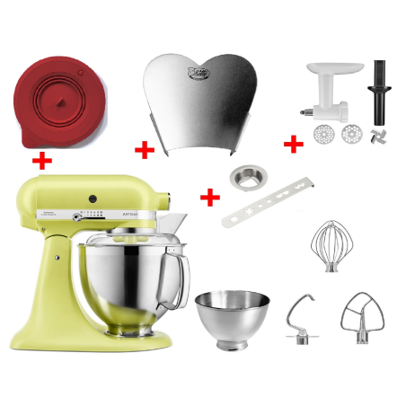 KITCHENAID 5KSM185PSEKG inkl. Edelstahlrührelmenten und 4 Zubehöre Küchenmaschine Kyoto Grün (300 Watt)