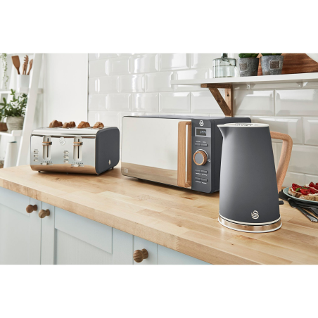 SWAN Nordic STRP1061GRYNEU Set Toaster und Wasserkocher Grau (900 Watt, Schlitze: 4)