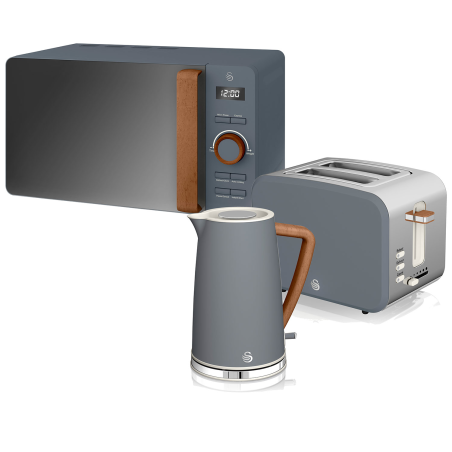 SWAN Nordic STRP1060GRYNEU Set Toaster und Wasserkocher Grau (900 Watt, Schlitze: 2)