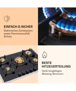 KLARSTEIN Goldflame 5 Prime Gaskochfeld (Kochfelder: 5)