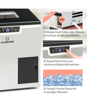 KLARSTEIN Icefestival Cube Eiswürfelmaschine (195 Watt, Silber)