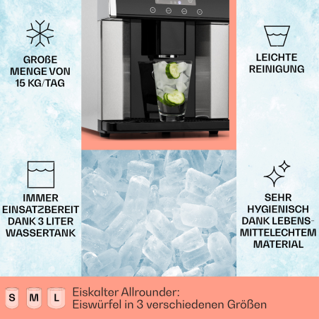 KLARSTEIN Eiszeit Eiswürfelmaschine (150 Watt, Silber)
