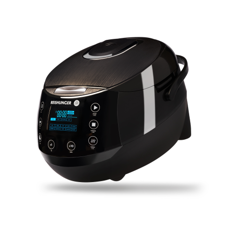 REISHUNGER Digitaler Reiskocher Reiskocher und Dampfgarer (860 Watt, Schwarz)