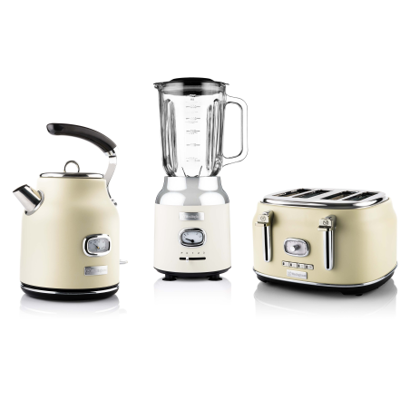 WESTINGHOUSE WES12 Wasserkocher Toaster Mixer Set cremeweiß (1750 Watt, Schlitze: 4)