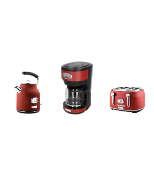 WESTINGHOUSE WES25 Wasserkocher Toaster Kaffeemaschine Set rot (1750 Watt, Schlitze: 4)