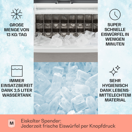 KLARSTEIN Clearcube Eiswürfelmaschine (1800 Watt, Schwarz)