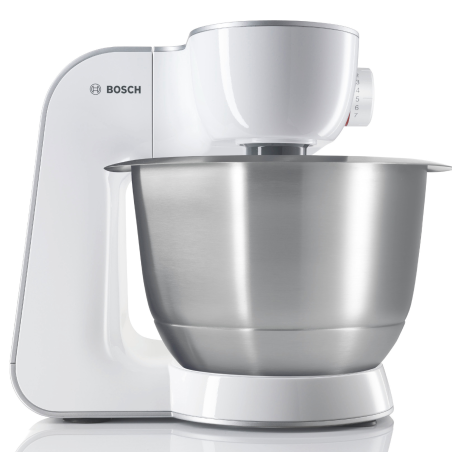 BOSCH MUM58W20 CreationLine Küchenmaschine Weiß/Silber (Rührschüsselkapazität: 3,9 Liter, 1000 Watt)
