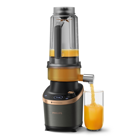 PHILIPS HR3770/10 Flip&Juice Standmixer Schwarz/Kupfer (1500 Watt, 1.8 Liter - effektiver Kapazität)