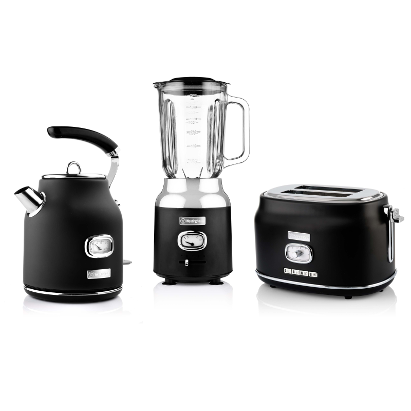 WESTINGHOUSE WES07 Wasserkocher Toaster Mixer Set schwarz (815 Watt, Schlitze: 2) WESTINGHOUSE WES07 Wasserkocher Toaster Mixer Set schwarz (815 Watt, Schlitze: 2)