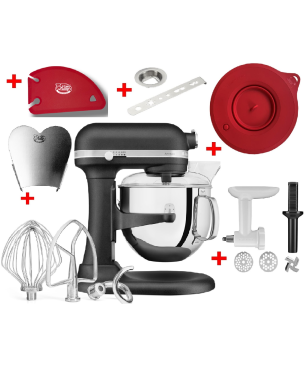 KITCHENAID 5KSM7580XEBK Sparset inkl. 5 Zubehöre Küchenmaschine Gusseisen Schwarz (Rührschüsselkapazität: 6,9 Liter, 500 Watt)