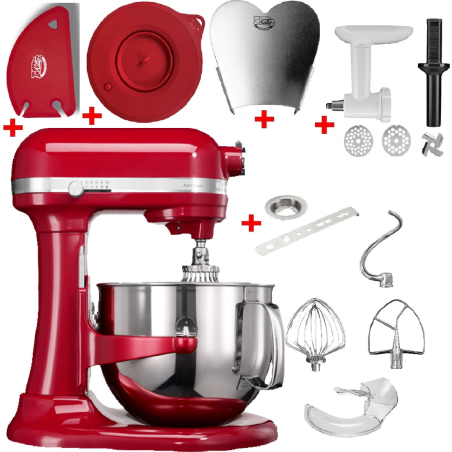 KITCHENAID 5KSM7580XEER Sparset inkl. 5 Zubehöre Küchenmaschine Empire Rot (Rührschüsselkapazität: 6,9 Liter, 500 Watt)