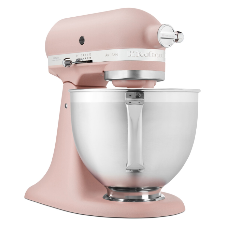 KITCHENAID 5KSM185PSECA inkl. Edelstahlrührelmenten und 4 Zubehöre Küchenmaschine Feather Pink (300 Watt)