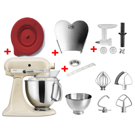 KITCHENAID 5KSM175PSEAC Sparset inkl. 4 Zubehöre Küchenmaschine Creme (300 Watt)